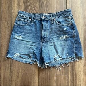 We The Free Blue Jean Shorts Distressed High-Waisted Size 28